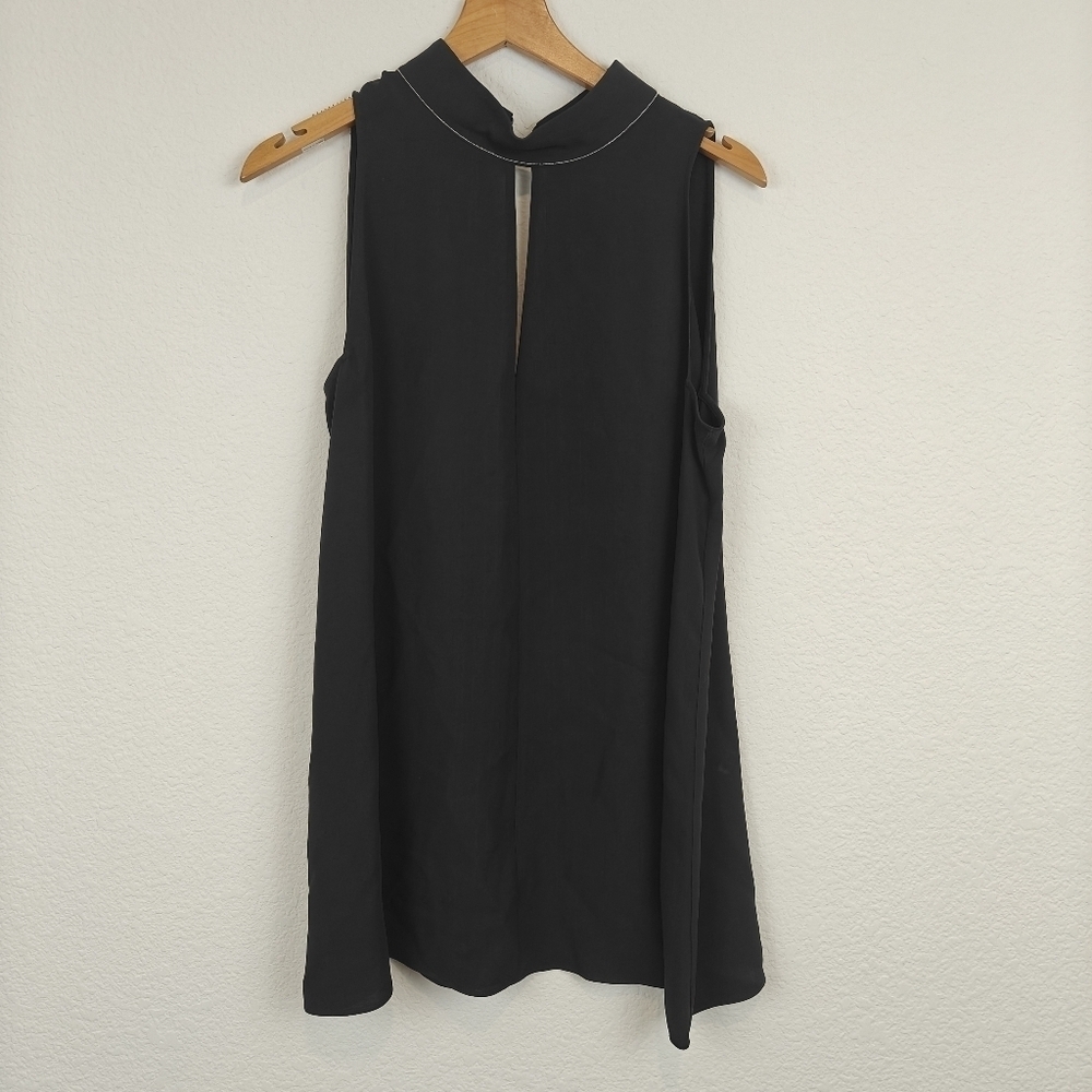 Lafayette 148 NY High Neck Sleeveless Silk Cutout Blouse Size M Women's